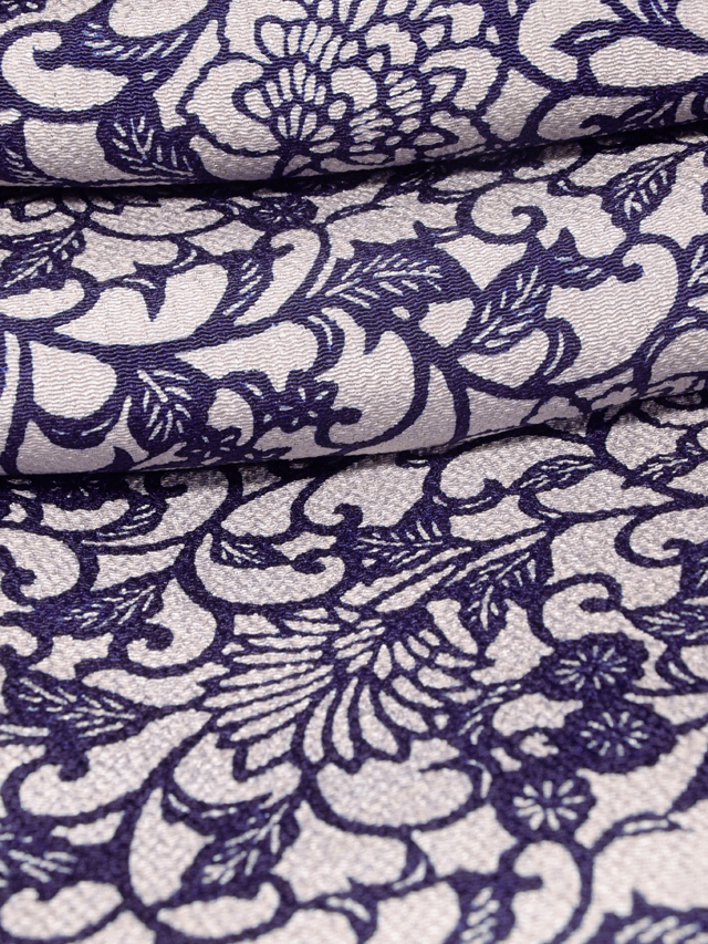 oddity0727【超美品】正絹 縮緬地 型染 花唐草模様 小紋 単衣 Mサイズ | 着物スタイルズショップ 【超美品】正絹 縮緬地 型染 花