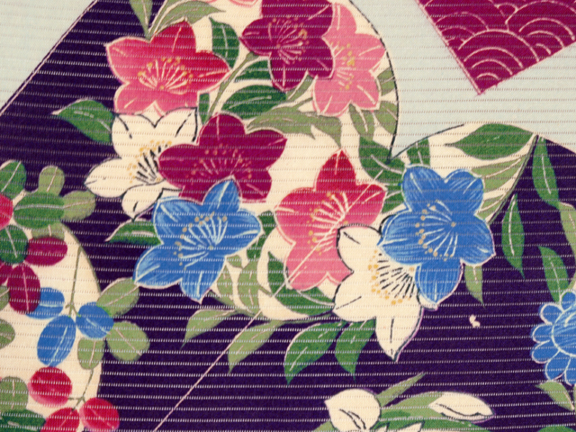 帯のアトリエ花邑 hanamura 銀座「冊子に草花文様 型染め 絽