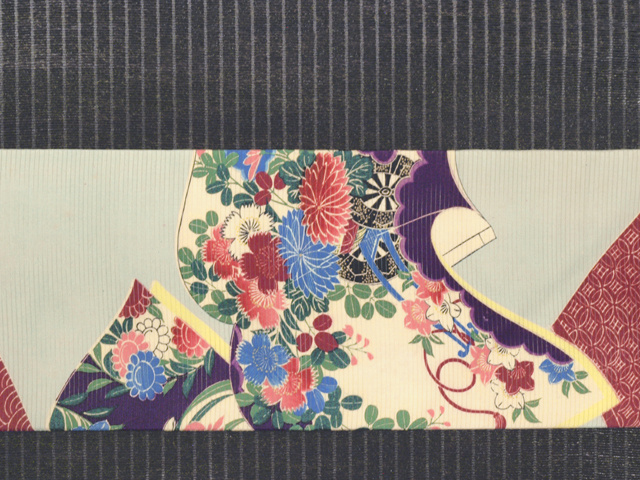 銀座花邑 夏絽染名古屋帯 帯のアトリエ花邑 hanamura 銀座「秋草に鉄線文様 型染め 絽