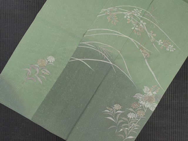 G 美品 作家物 露草に鈴虫 銀糸 刺繍 白黒 正絹 薄物 夏用 絽 紗 訪問着 楽天市場】訪問着 刺繍（種類（着物）つむぎ）の通販
