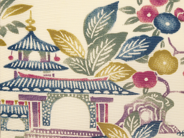 アンティーク 本袋帯 刺繍 楼閣山水文様 正絹 六通 YR685 アンティーク 本袋帯 刺繍 楼閣山水文様 正絹 六通 YR685 - メルカリ