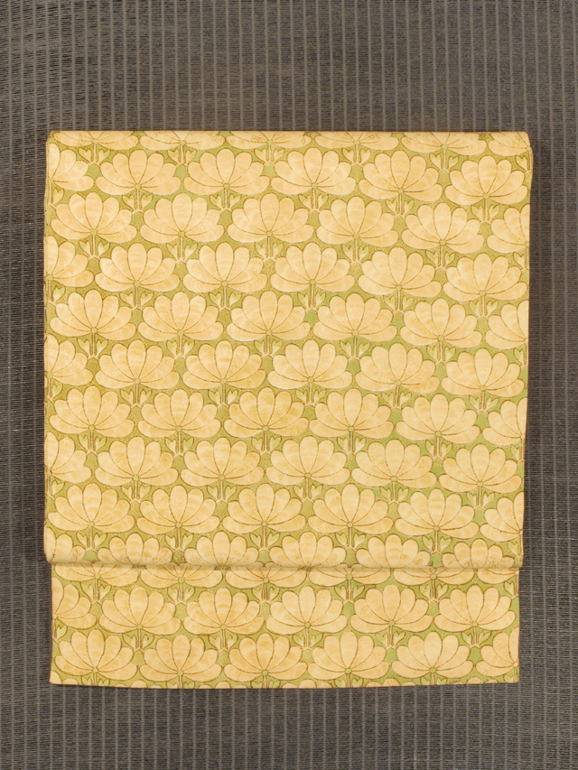 横菊文様 型染め 名古屋帯　