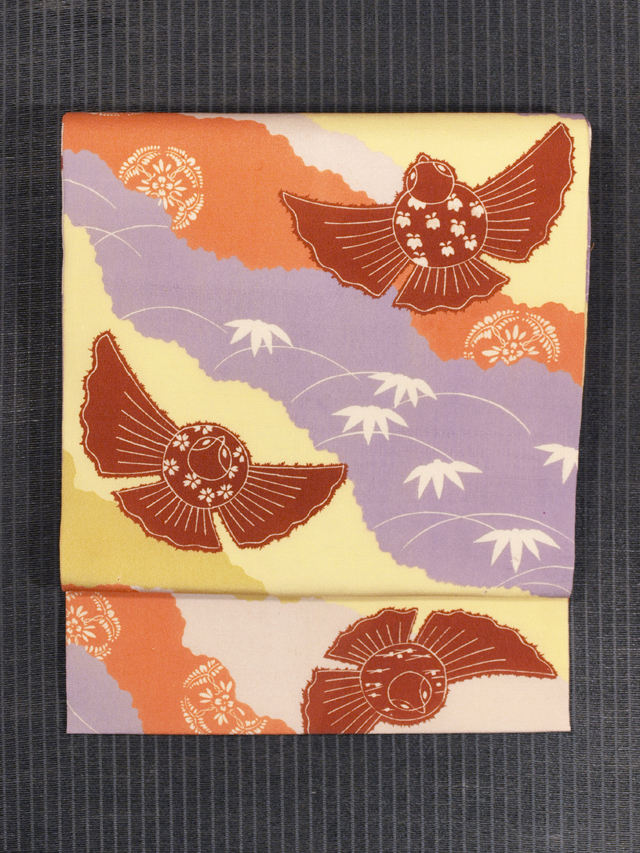 帯のアトリエ花邑 hanamura 銀座店 「福良雀に吉祥文様 型染め 名古屋帯」 