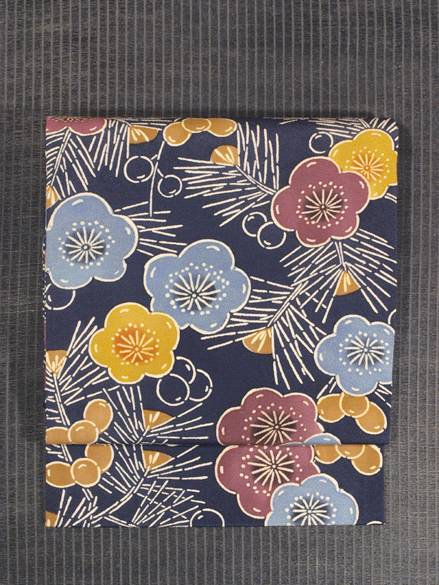帯のアトリエ花邑 hanamura 銀座 「松に梅文様 型絵染 名古屋帯」