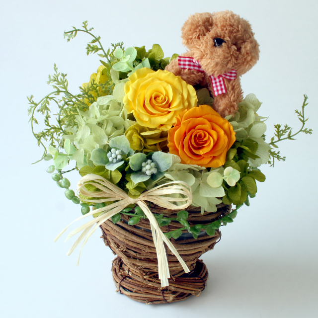 プードルさんのガーデンバスケット/プリザーブドフラワー【送料無料】