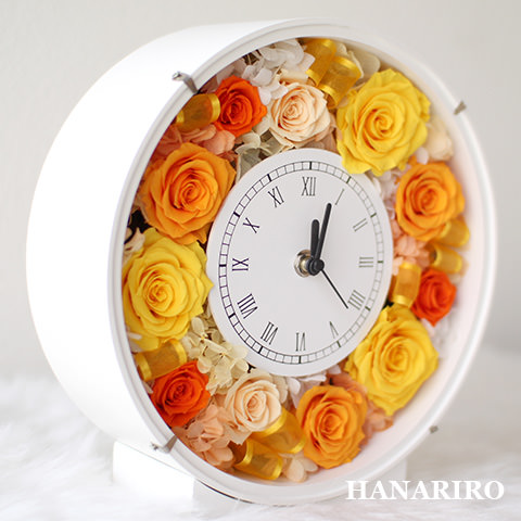 フラワークロック（黄色オレンジ）/プリザーブドフラワー プリザーブド
