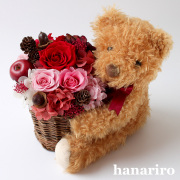 ふわふわクマさんのバスケットアレンジ/プリザーブドフラワー【送料無料】