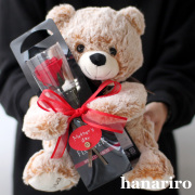 クマさんと一輪の薔薇（母の日シール付）/プリザーブドフラワー【送料無料】