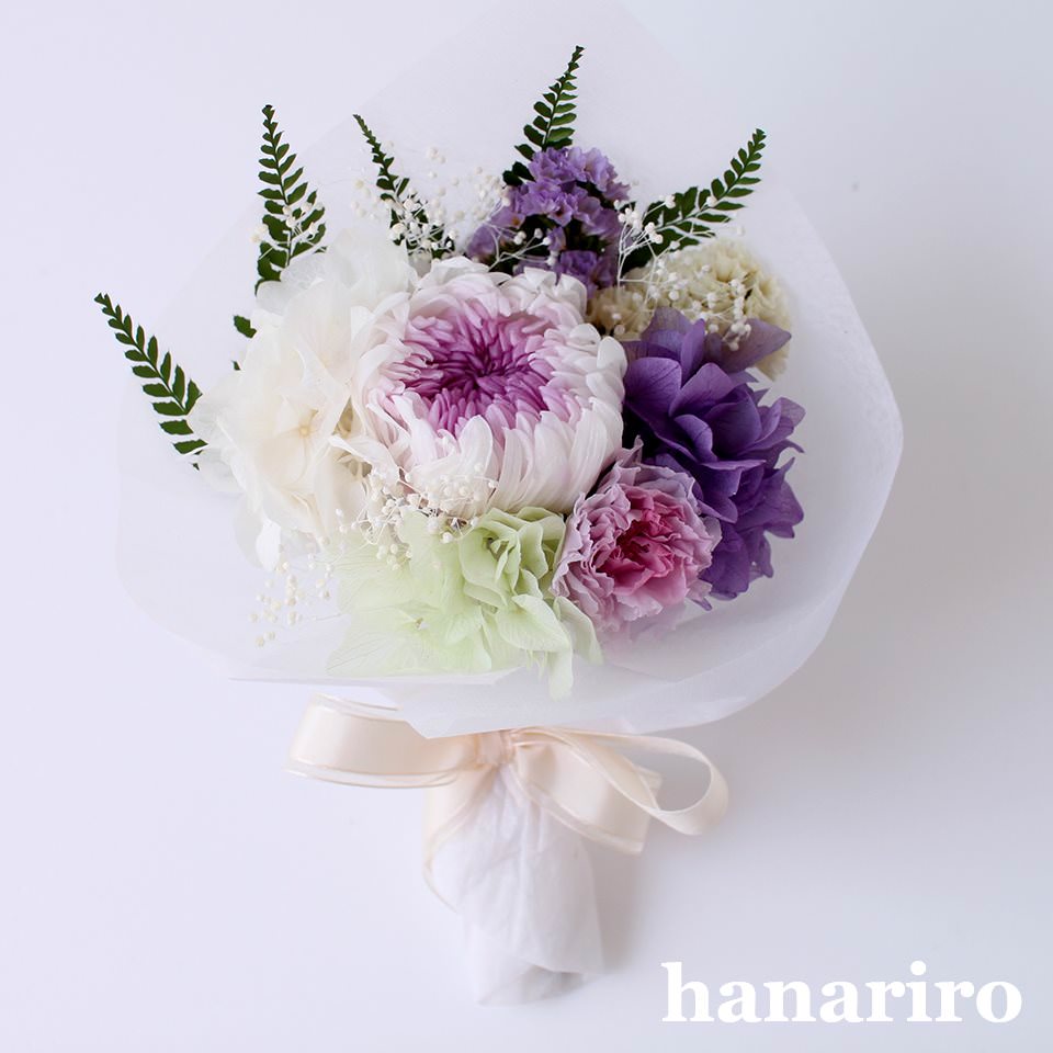 お悔やみブーケ「かなた（淡紫）」/プリザーブドフラワー【送料無料】