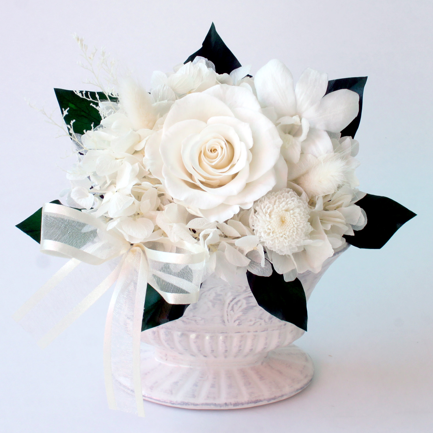 ほのか（白S）/お悔み・お供え/プリザーブドフラワー【送料無料】