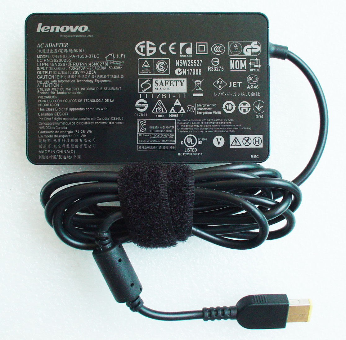 ACアダプター:純正新品IBM LENOVO製 65W 20V(45N0278）国内発送