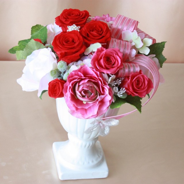 【プリザーブドフラワー】可愛いレッドピンク　P0007