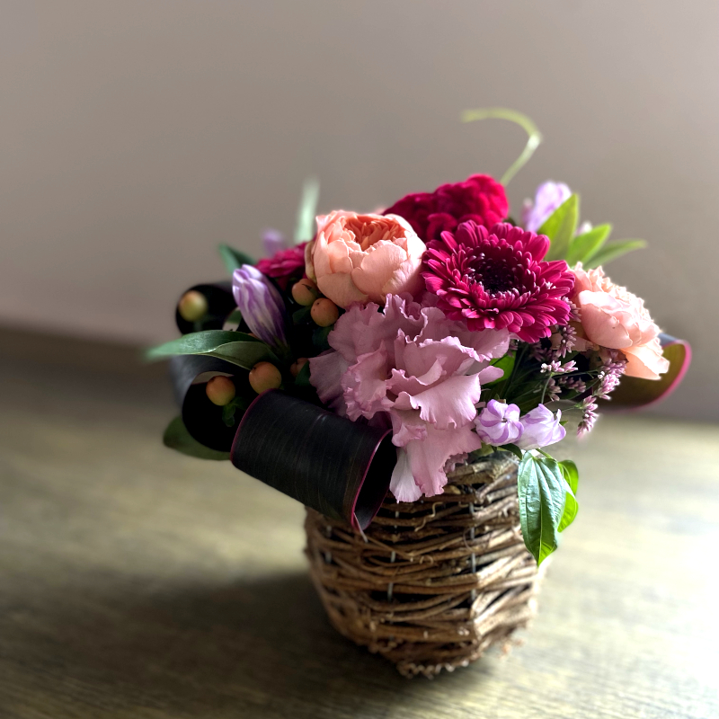 バスケットアレンジメント rosepink
