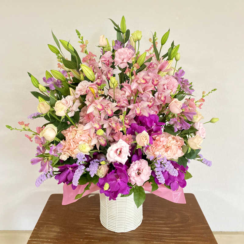 蘭のお任せフラワーアレンジメント　pink系