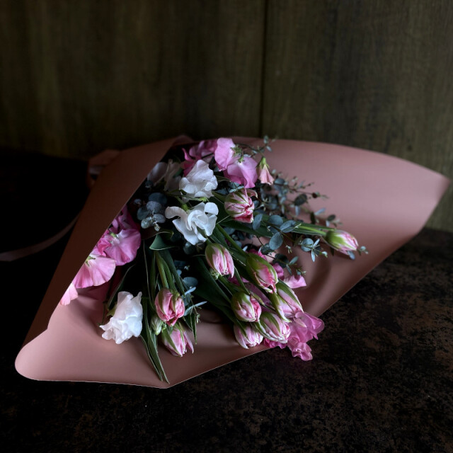 お祝いの花束 花束 チューリップ ピンク 岐阜の花屋なら花夢館