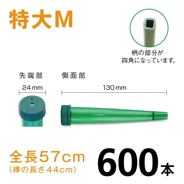 カトレアホルダ【特大M】【600本】1本あたり￥35 長さ57ｃｍ天然ゴムを使用し割れにくく、柄部が4角になっています。