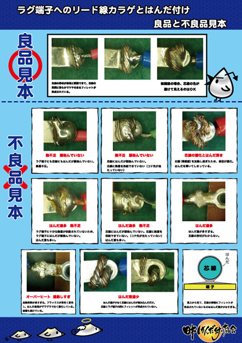 ラグ端子へのカラゲはんだ付け見本