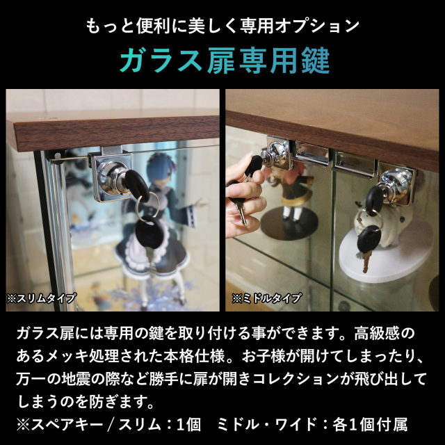ガラスコレクションケース ルミグス LUMIGS スリム ロータイプ 背面