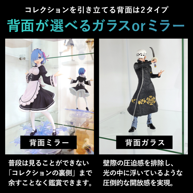 ガラスコレクションケース ルミグス LUMIGS ミドル ロータイプ 背面
