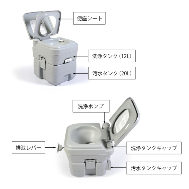 本格派ポータブル水洗トイレ 簡易トイレ20L ktl-354043