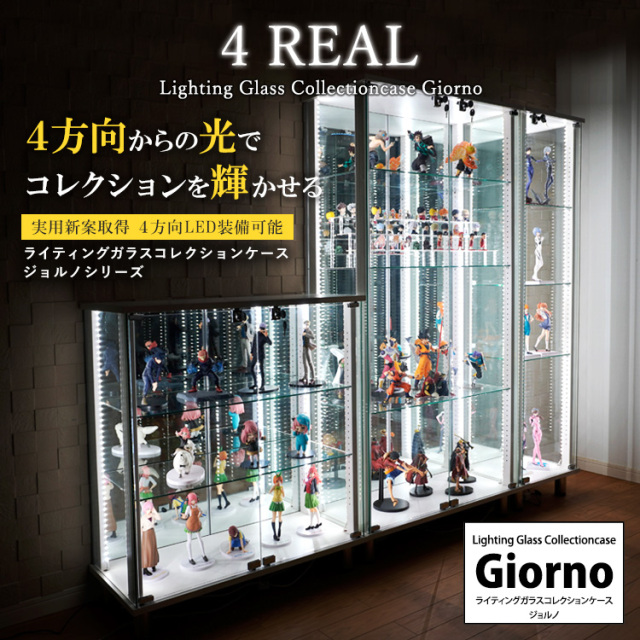 オプション] ライティングガラスコレクションケース Giorno スリム専用