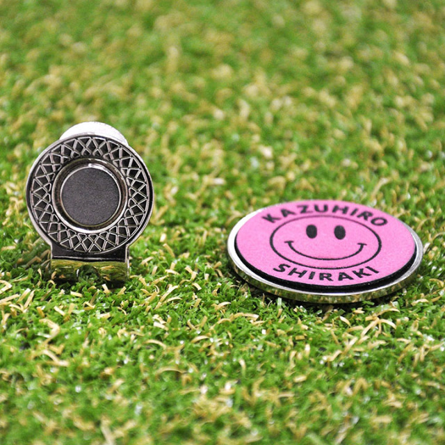 レザー メタル ゴルフマーカー 33mm 名入れ 刻印 6色展開 50