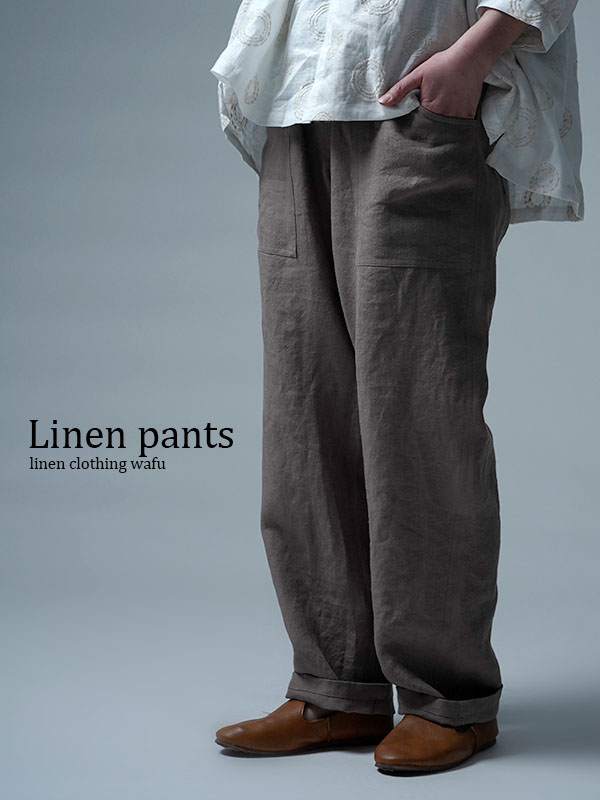 【wafu】Linen Pants ベイカーパンツ /ちょうじちゃ b013u-cja2