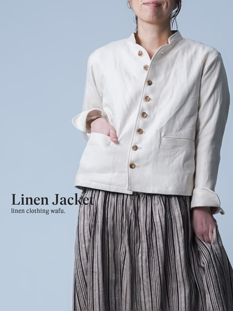 【プレミアム】日常に溶け込むスタンドカラー ナポレオンジャケット ／ ブロンドプラス h040f-bnd3