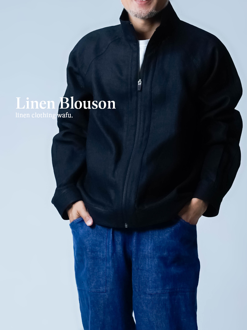 【リネンジャケット】思い出の ワディダス 3本タック スイングトップ ／ ブラック h045e-bck2