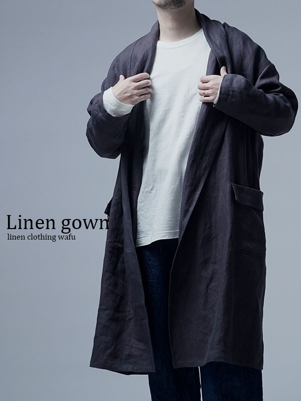 【プレミアム】Linen Jacket ショールカラー /ショードロン h022m-cdn2