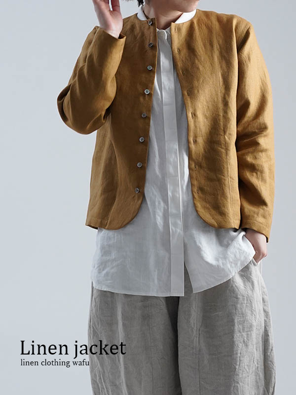 【wafu】Linen Jacket　首周り小さめ  ジャケット / デリーブラス h038a-drs3