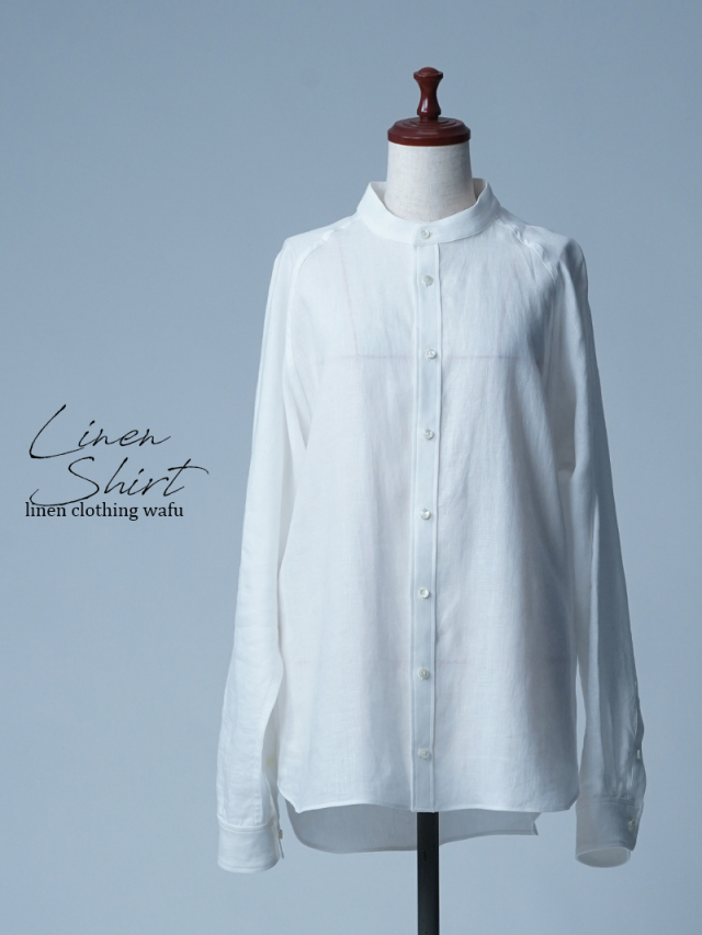【サンプル作品/Lサイズ】スタンドカラー ラグランシャツ / 白色 sample-a1038