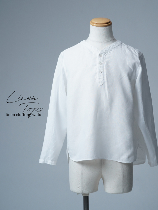 【リユース作品】リネントップス スリーピングシャツ / 白色 sample-a1187