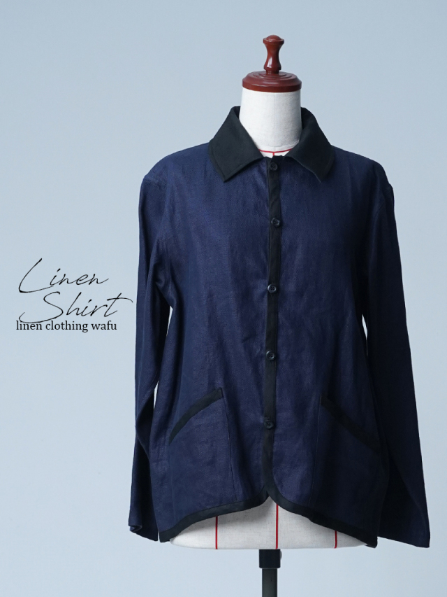 【初売り！】【サンプル作品】プレミアムリネン 配色ジャケット / ノクターン sample-c0022