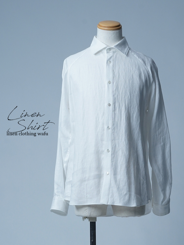 【初売り！】【サンプル作品/Lサイズ】カッタウェイ プレミアムリネン シャツ / ホワイト sample-c0068