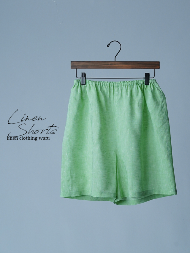 【初売り！】【サンプル作品】リネンシャンブレー ショート丈 ペチパンツ / グリーン sample-c0079