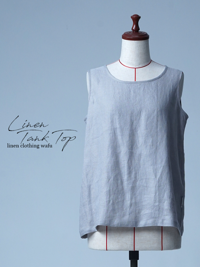 【初売り！】【サンプル作品/Mサイズ】プレミアムリネン 敏感肌タックトップ / グリーシエル sample-c0100