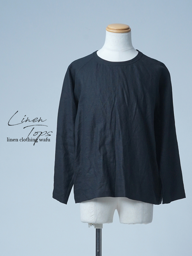 【見本品/Ｍサイズ】リネントップス リネン 7分袖 / 黒色 sample-c272