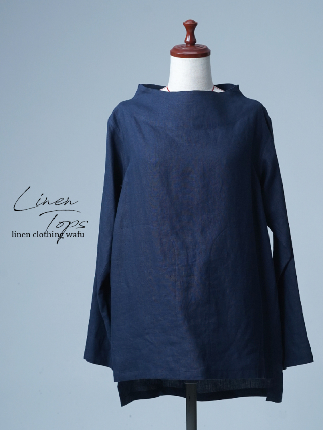 【見本品/Mサイズ】リネントップス フィッシャーマンスモック / 留紺 sample-c472