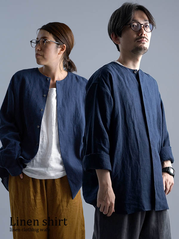 wafu. ワフ ノーカラージャケット ボレロ風 リネン わたぬき服装日本製 wafu 】 linen clothing