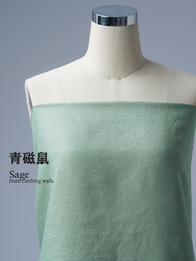 【wafuオリジナルリネン 生地販売 数量限定】ふわっと優しい肌触り リネン100% 40番手 薄手 140cm幅 ／ 青磁鼠