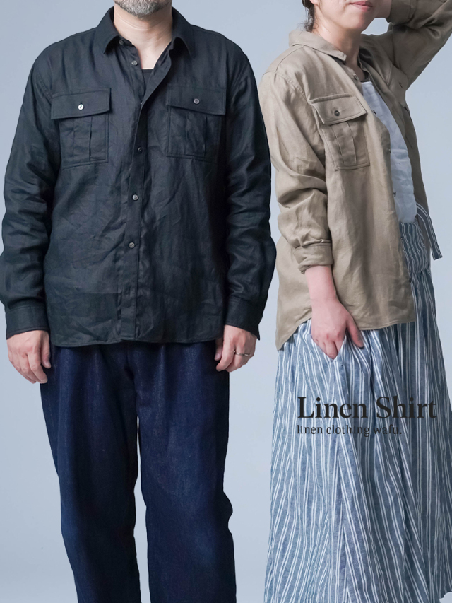 5/26.12時~受注開始!【リネンシャツ】都市のジャングルを攻略する リネン梨地 サファリシャツ / 2色展開 t044k