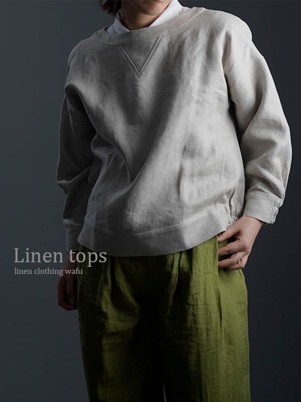 Linen sweat スウェット風 トップス/フラックス t048a-flx3