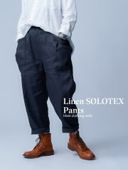 【リネンパンツ】ラク、きれい、使える一本 リネンソロテックス 立体ポケット付きテーパードパンツ ／ ダブグレー b023z-dvg2