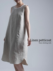 【wafu】Linen Slip Dress   シャツテール ワンピース　肌が喜ぶリネン  インナーとしても   / 亜麻ナチュラル p004n-amn1