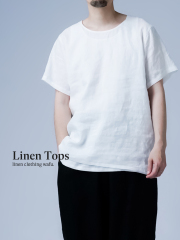 【リネンインナー】肌がえらぶ リネン メンズ 半袖トップス ／ 白色 p023b-wht1