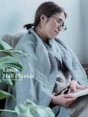 【リネンWガーゼハーフケット】快適な睡眠のために やわらかく肌なじみがいい ／ フレンチグレー r003d-fgr2