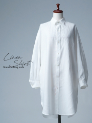 【リユース作品】リネンシャツ ビックシルエット シャツ / 白色 sample-a1186