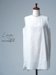 【リユース作品】リネントップス ロング丈 ノースリーブ / 榛色(はしばみいろ) sample-a1203