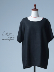【見本品/ＬＬサイズ】リネンインナー リネン メンズ 半袖 / 黒色 sample-d0001